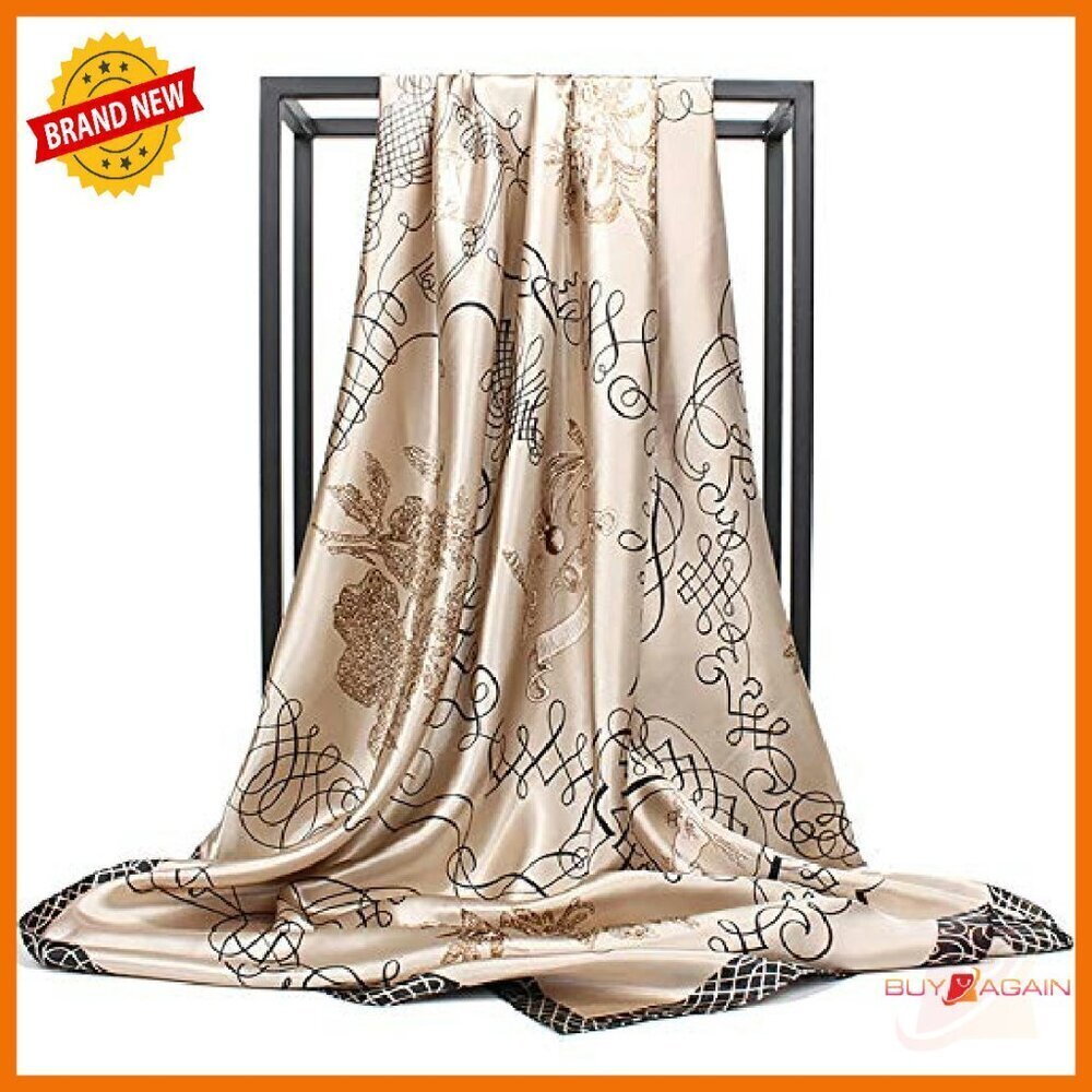 Large Square Silk Scarf 35" Head Wrap Versatile Accessory - Picture 2 of 8